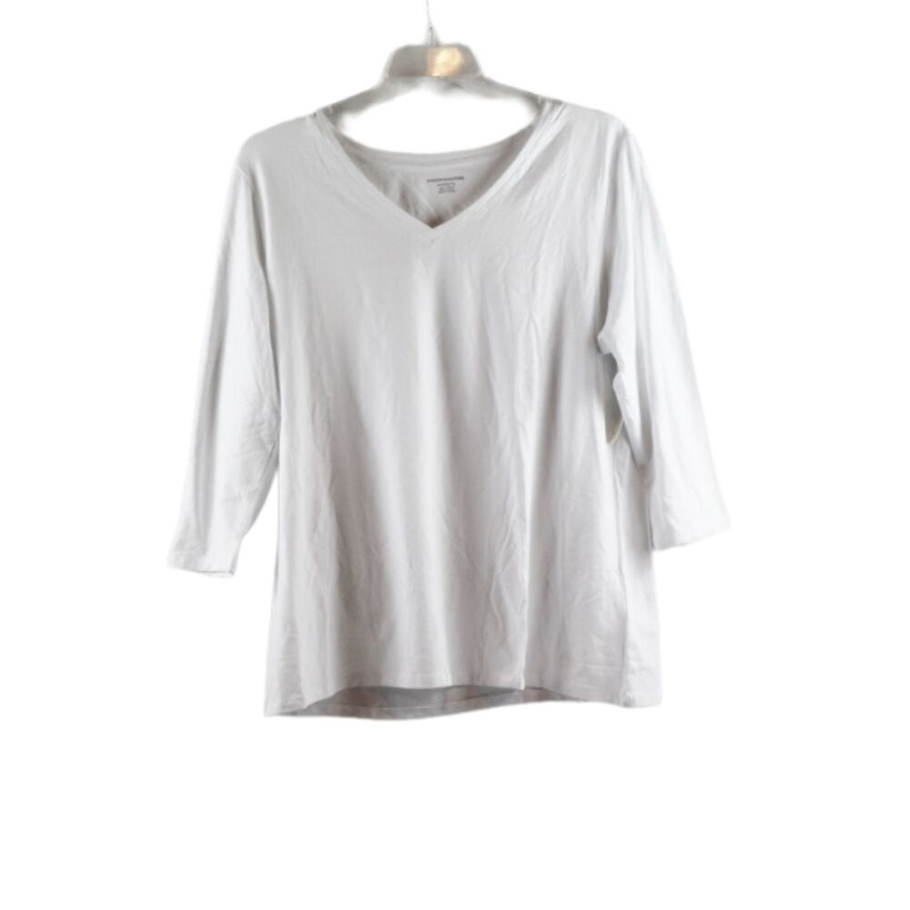 Amazon Essentials White Women's Casual Shirt V Neck Long Sleeve Pullover XXL 013